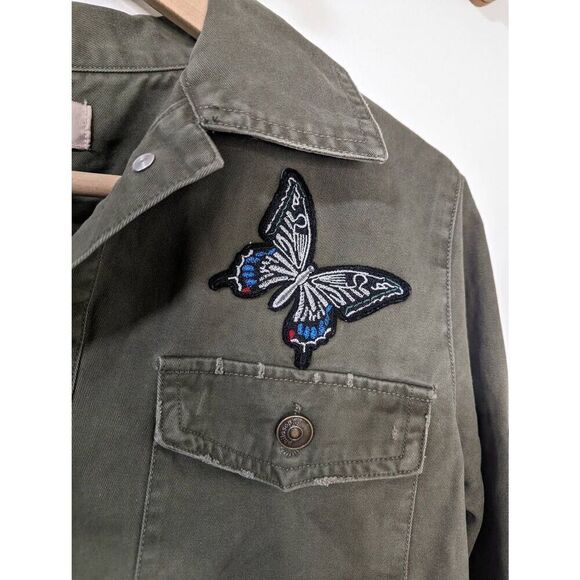 Philosophy Women's Army Green Butterfly Cropped Button Down Jacket - Size M - Picture 8 of 10